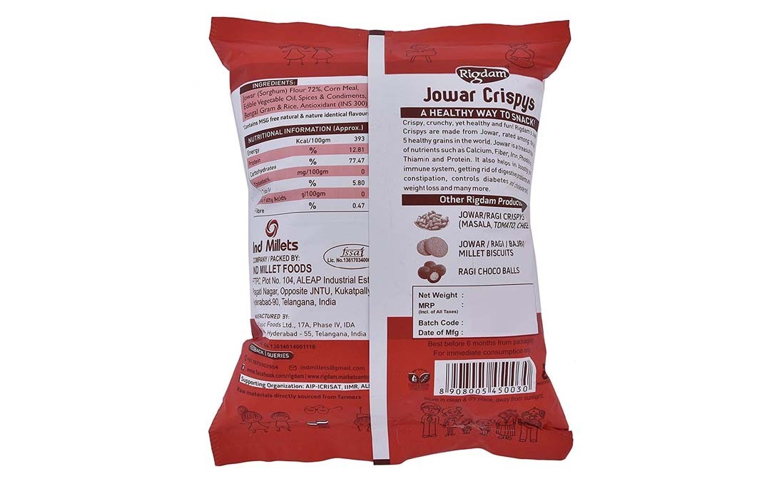 Rigdam Jowar Crispys (Tangy Tomato)   Pack  98 grams